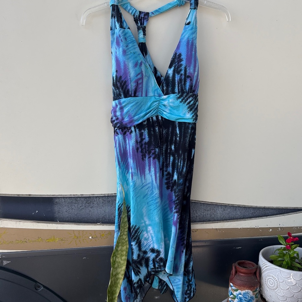 Ingear Women's Dress - Blue and Purple Tie-Dye